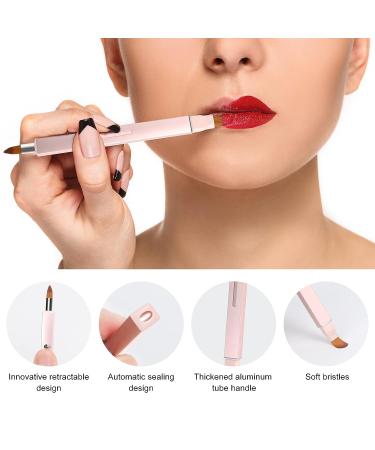 Unaone Retractable Lip Brush Set - Double-ended Lip Applicator with Cap - Portable Lip Liner, Gloss, Eyeshadow, Smudge, Concealer Brush - 2 Pieces (Pink/Gold) - Buy Online on GoSupps.com