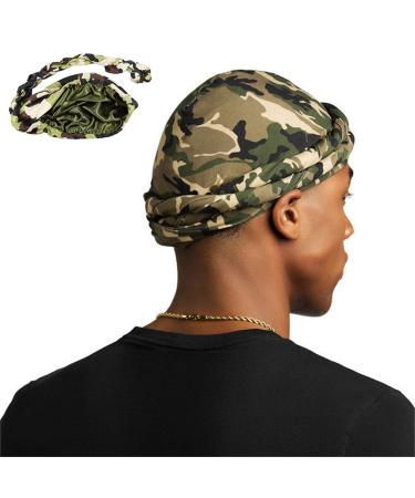 Halo Vintage Turban for Men - Camouflage Twist Head Wrap with Elastic Modal and Satin Lining - Buy Online on GoSupps.com