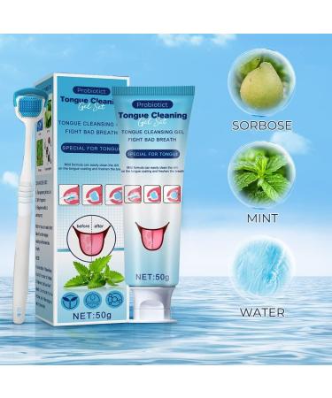 Probiotic Tongue Coating Cleaning Gel Set - 3PCS Tongue Scraper & Silicone Brush for Precise Oral Hygiene - Shop Internationally - Buy Online on GoSupps.com