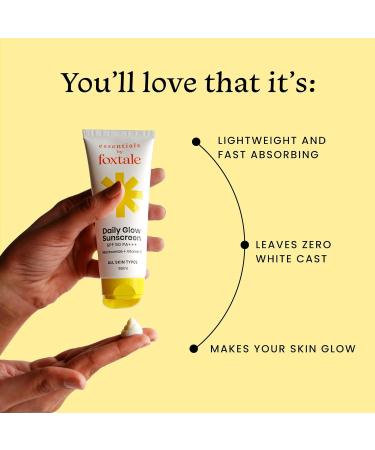 Essentials Daily Glow Sunscreen SPF 50 PA | No White Cast Non-Greasy Vitamin C | Anti-Tan For Men & Women | 50 ml - Buy Online on GoSupps.com