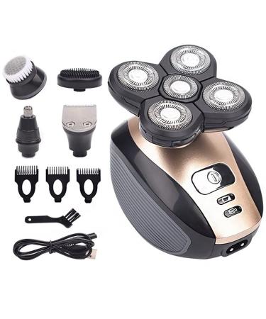 Electric Razor for Men 5 in 1 Mens Rechargeable Bald Head Electric Shaver 5 Floating Heads Beard Nose Ear Hair Trimmer Razor Clipper Facial