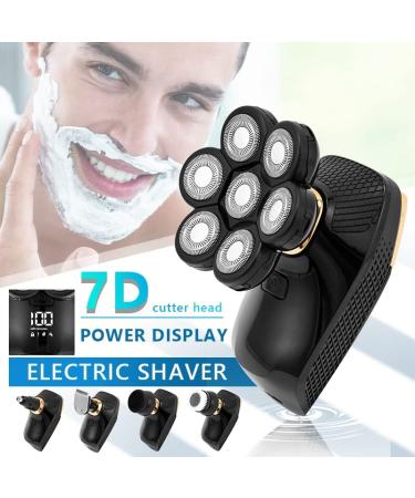 5-in-1 Electric Head Shaver for Bald Men - 7 Blades Waterproof & Rechargeable Perfect for Nose Hair Trimming - Buy Online on GoSupps.com