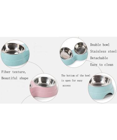 Fuwok Double Dog Bowl Non Slip Removable Stainless Steel Double Bowl 2-IN-1 Dog Bowl with Non-spill For Small Dogs Cats and Animal etc(S Pink) S Pink - Buy Online on GoSupps.com