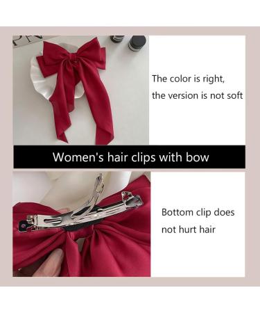 Big Bow Barrettes BetterJonny 6Pcs Silky Satin Bows Barrettes Hair Clip with Long Silky Bows Hair Clips for Girls Women Adult Teens Hair Accessories  - Buy Online on GoSupps.com