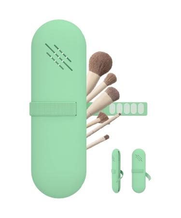 JDZJUCHU Travel Makeup Brush Holder Make Up Organizer Bag Case Cosmetic pouch Toiletry Organizer Silicon Small Makeup Brush Purse-(Green)