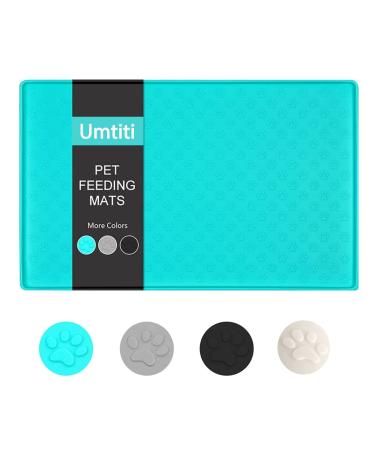 Umtiti bowl pad for dog cats (48x30cm green) waterproof slipproof silicone dog piping matte matte waterproof surface with edge dishwasher-resistant M-1PC green M-green