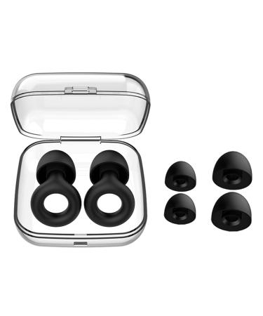 Ear Plugs for Sleep Super Soft Reusable Hearing Protection in Flexible Silicone for Noise Reduction & Flights - 6 Ear Tips in S/M/L - 26dB Noise Cancelling - Black