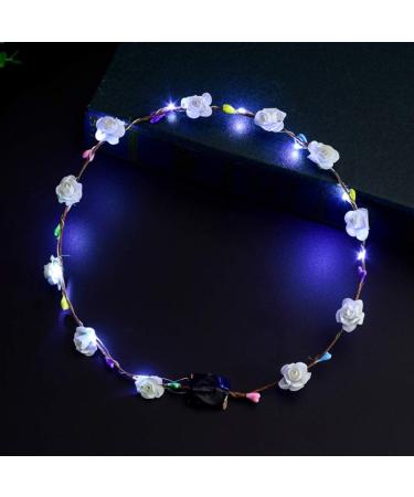 Women Girls LED Light Up Flower Crown Floral Wreath Glowing Headband Garland Bohemian Wedding Party Bridal Headwear PL - Buy Online on GoSupps.com