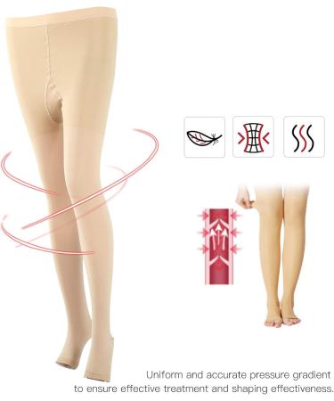 Breathable Thigh-High Compression Stockings for Women - Skin Color Open Toe Tights for Outdoor & Parties - First-Class Quality - Buy Online on GoSupps.com