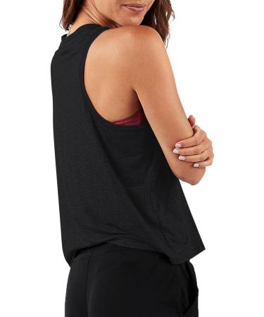 LASLULU Women's Sleeveless Halter Crop Top - Black Medium | Flowy Athletic Workout Tank - Buy Online on GoSupps.com