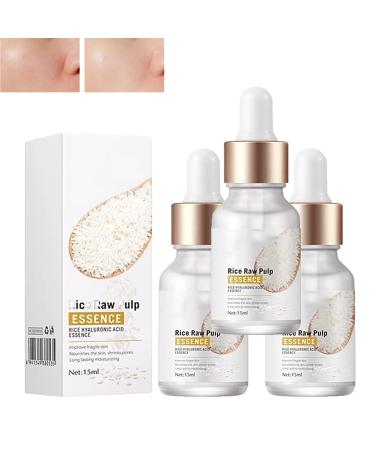 Crema De Arroz para La Piel De Cara Y Cerrar Los Poros Quitar Manchas Crema De Arroz para Blanquear La Piel Deep Moisturizing Nourish Facial Serum Essence (3 pcs)