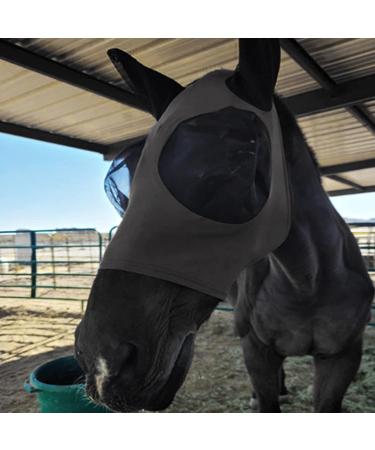 Anti-Fly Horse Mask with Ear Protection | Breathable Mesh UV & Mosquito Defense | Elastic Black Design - Buy Online on GoSupps.com