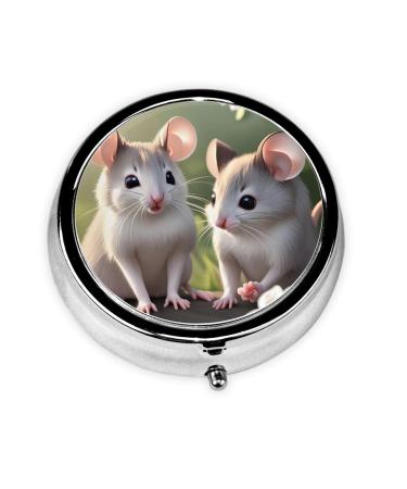 Mouse in Loveround Pill Box 3 Compartments Round Pill Box Organizer for Purse Or Pocket &*Portable Travel Pill Box