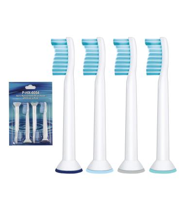 Sensitive Replacement Toothbrush Heads fits Most HX6054 Series - Electric Toothbrush Heads - 4 White Brush Heads