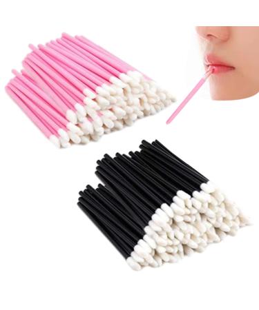 500 PCS Disposable Lip Brush Wands Lipstick Applicator Lip Gloss Concealer Brushes Disposable Lip Wands for Lips Eyes and Makeup Application(COLOR:Black+Pink)