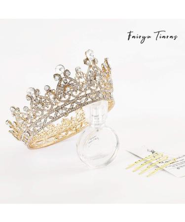 Baroque Queen Crown: Gold Rhinestone Wedding Tiara for Women and Girls - Buy Online on GoSupps.com
