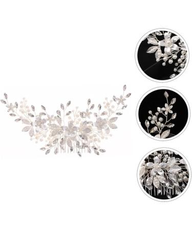 Ipetboom Alloy Pearl Hair Comb Rhinestone Barrettes Hair Accessory for Women Pearl Hair Pin Tiara Bridal Headdress Hair Accessories White European and American Bride Iron Wire - Buy Online on GoSupps.com