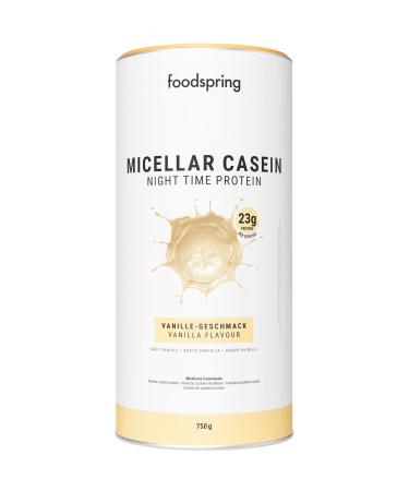 Foodspring Micellar Casein Night Time protein for regeneration overnight - casein protein powder promotes muscle growth & repair - 23g protein pro shake & sugar -free (750g | vanilla) - Buy Online on GoSupps.com
