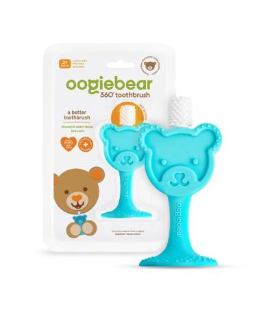 oogiebear 360 Toothbrush - Training Toothbrush for Babies. Safe Ultra Soft Silicone Toothbrush with Teddy Bear Baby Gum Relief and Gum Massaging Base. Baby Must Haves. BPA Free