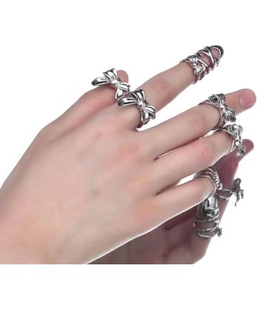 Muloo Punk Fingertip Ring Bow Ballet Slippers Opening Ring Simple Party Jewelry Nail Decoration Finger Tip Rings Women Gift Nail Ring B# - Buy Online on GoSupps.com