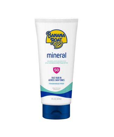 Banana Boat Mineral Sunscreen SPF 50 Lotion 5Fl Oz | Zinc Oxide Sunscreen Lotion Beach Essentials SPF 50 Sunblock 5Fl Oz