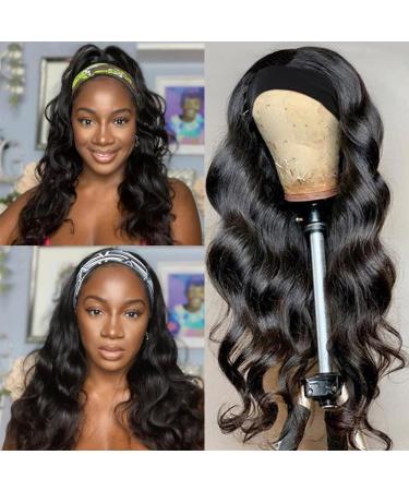 Fugady Glueless Body Wave Headband Wig - Synthetic Long Wavy Dark Brown Headband Wig for Black Women - Buy Online on GoSupps.com