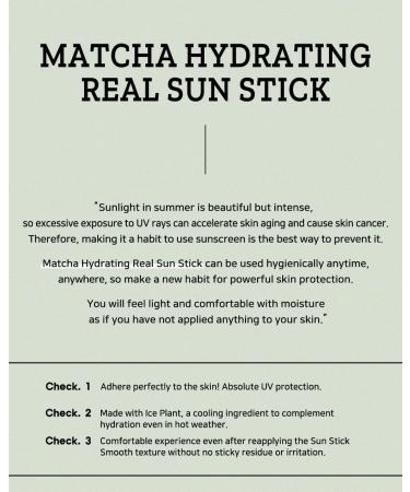 Matcha Hydrating Real Sun Stick 21g - SPF Protection & Moisture | International Shipping - Buy Online on GoSupps.com