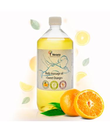 Verena sweet orange massage oil natural cosmetics body oil all skin -rejuvenating and revitalizing massage anti -stress aromatherapy (1l)