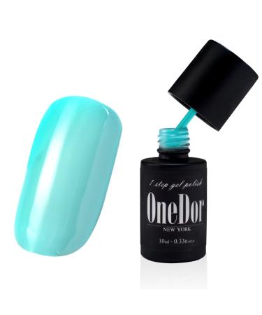 OneDor One Step Gel Polish UV Led Cured Required Soak Off Nail Polish No Base or Top Coat Nail Need (32-Light Aqua) Light Aqua 0.33 Fl Oz (Pack of 1)