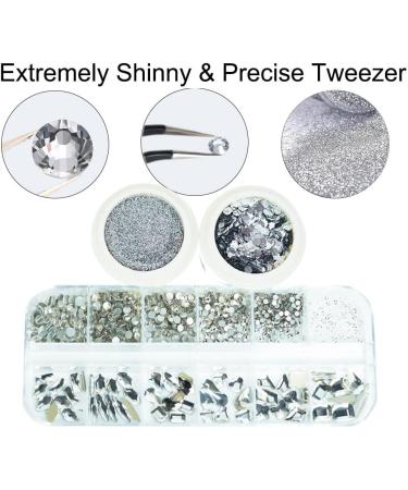 White Crystal Nail Rhinestones Kit - 60Pcs Assorted Shapes Gems for Nail Art & DIY Crafts - Buy Online on GoSupps.com