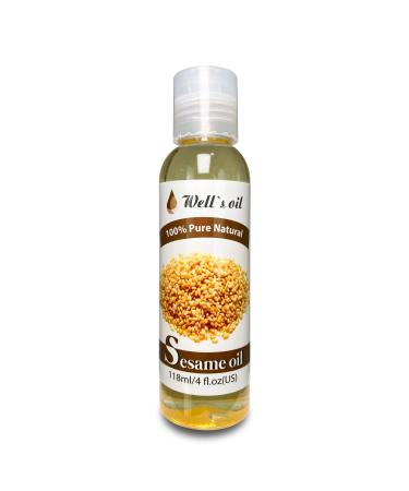 Well's 100% Pure Hair & Skin Sesame Oil | Natural Carrier Oil | For Hair  Eyelashes & Brows Growth | Moisturise  Strengthen Hair  Skin & Nails | Cold Pressed  4 fl oz Sesame Oil 3.99 Fl Oz (Pack of 1)