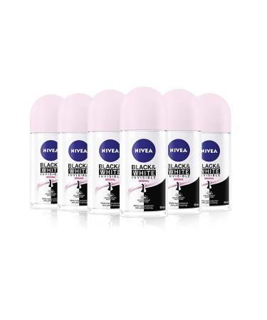 NIVEA NIVEA Black & White Invisible Active Roll-On 50 ml Pack of 6 (6 x 50 ml)