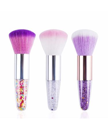XEAOHESY 3 Pieces Nail Art Brush Set Nail Brushes Remove Dust Powder for Acrylic Nails Makeup Brushes Manicure Brush Clean Up Tools for Women Girls(Purple White/White Pink/Pink Purple) Makeup Brushes-03