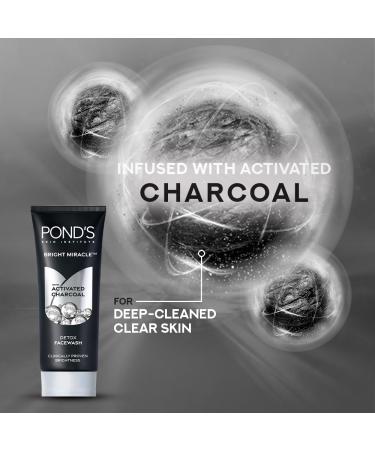 POND S Pure Detox Face Wash 200g - Daily Exfoliating Cleanser with Activated Charcoal for Oily Skin | Brightening & Deep Cleansing for Fresh Glowing Skin - Buy Online on GoSupps.com