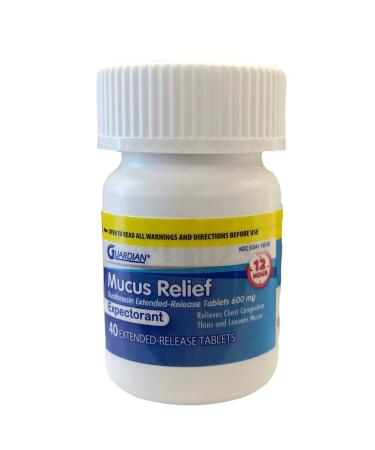 Guardian Mucus Relief 600mg Guaifenesin 12 Hour Extended Release Chest Congestion Expectorant (40 Count Bottle)