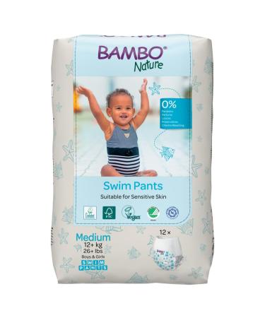 Bambo Nature Premium Swim Nappy Pants | Medium Size (12+ kg) | Disposable & Eco-Labelled | Perfect Swimming Nappies for Water Activities | Swim Nappies for Babies