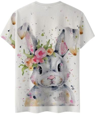 Women's Kawaii Happy Easter Bunny Shirt - X-Large White - Buy Online on GoSupps.com