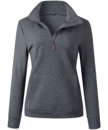 Bigfanshu Women's Pockets Zipper Half Open Tops Slim Turn Down Collar Casual Sweatshirts Lattice Female Hoodies Blue - Buy Online on GoSupps.com