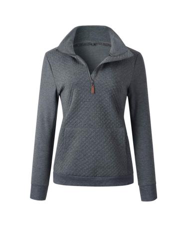 Bigfanshu Women's Pockets Zipper Half Open Tops Slim Turn Down Collar Casual Sweatshirts Lattice Female Hoodies Blue