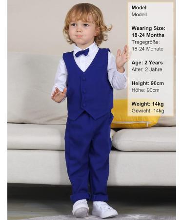Mint Green Baby Boys Gentleman Suit Set | Long Sleeve Shirt with Bowtie, Waistcoat & Pants | Solid Blue | 18-24 Months - Buy Online on GoSupps.com