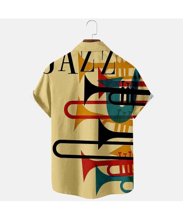 HDDK Men's Casual Short Sleeve Hawaiian Shirt - Rainbow Vintage Jazz Print, Regular Fit Beach Top - Buy Online on GoSupps.com