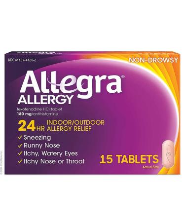 Allegra Allergy 180 mg Tablets 24 Hour - 15 Ct. Pack of 2