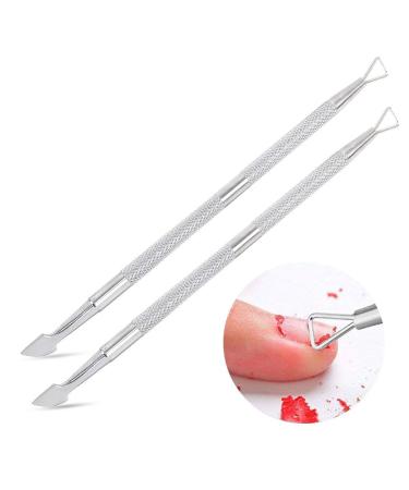 Nail Cuticle Pusher - 2 Pack Stainless Triangle Gel Nail Polish Remover Cuticle Peeler Scraper Remover Tool for Fingernails and Toenails