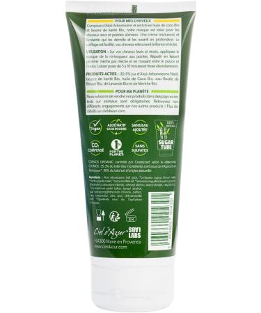 Ciel d'Azur Labs - Pur Alo Organic Hair Mask - Native Aloe Arborescens - Dry Hair - Intense Hydration and Care - Certified Organic Cosmos Organic - 98% Natural Origin - 200 ml Tube - Buy Online on GoSupps.com