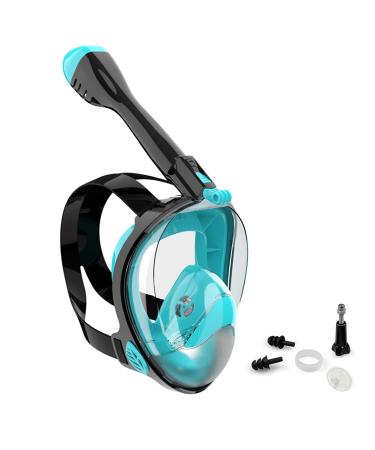 Jwintee Full Face Snorkel Mask, Diving Mask for Kids and Adults,180 Panoramic View Snorkel Mask with Camera Mount, Safe Breathing, Anti-Leak&Anti-Fog Green/Black Medium