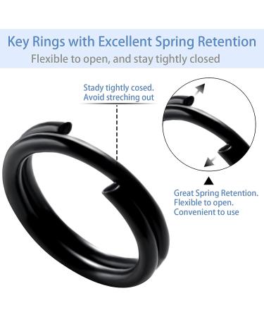 Hotop 10mm Black Metal Split Key Rings - 50 Pack for Keys Organization and DIY Crafts - Buy Online on GoSupps.com