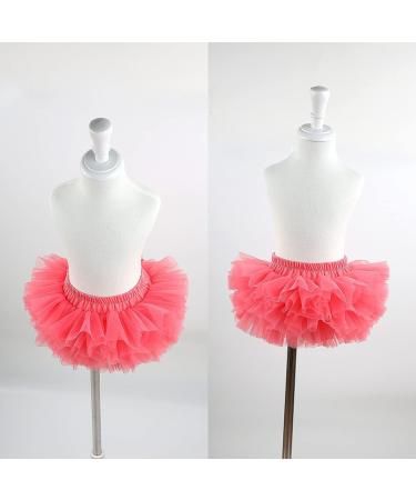 HOOLCHEAN Super Soft Fluffy Tutu Skirt with Diaper Cover Bloomer for Infant Toddler Girls 1-2 Years - Watermelon Red - Buy Online on GoSupps.com