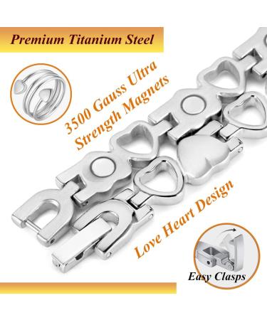 Vicmag Titanium Steel Magnetic Bracelets for Women - 3500 Gauss Heart Design Gift with Distance Tools - Buy Online on GoSupps.com