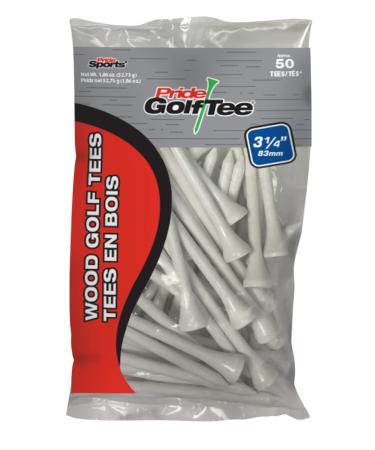 Pride Golf Tee, 3-1/4 inch Deluxe Tee, 50 Count White