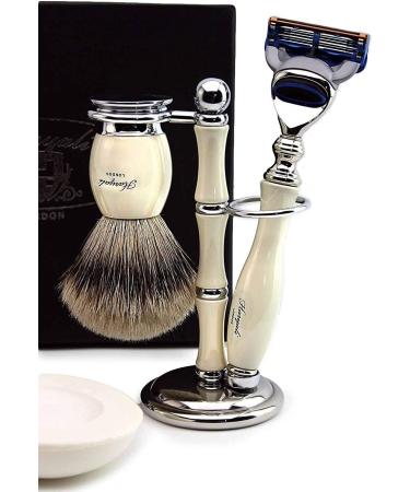 Premium International Shaving Set: Razor Brush Stand Soap & Bowl - Ultimate Grooming Experience - Buy Online on GoSupps.com